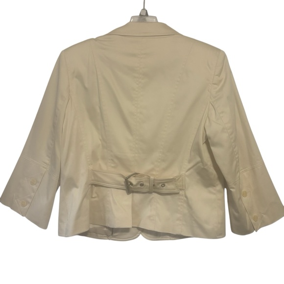 Worthington Woman Stretch 14W Cream Blazer Jacket 3/4 sleeves buckle in back - Picture 2 of 13